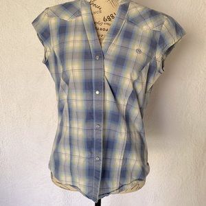 Roper SS Snap Fasten EC Blue Plaid Shirt S